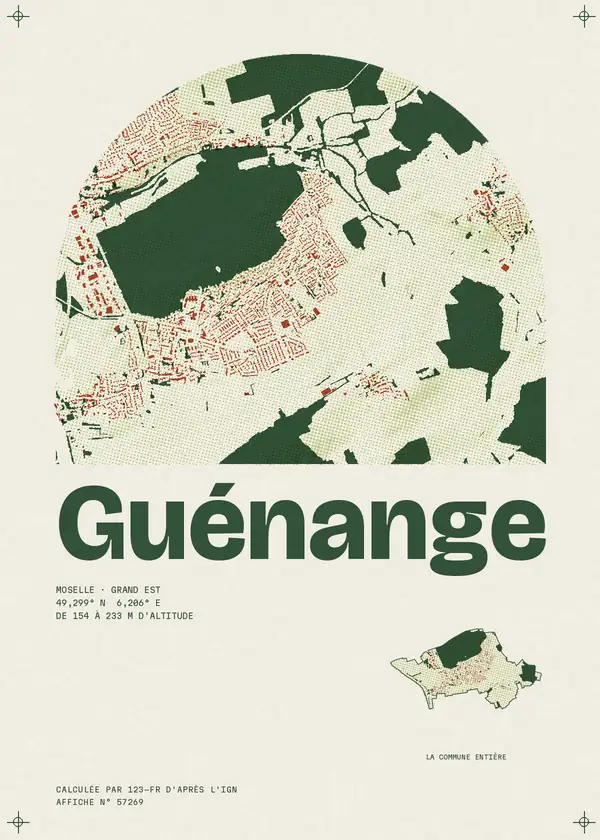 Affiche de Guénange, calculée par 123-fr d'après l'IGN