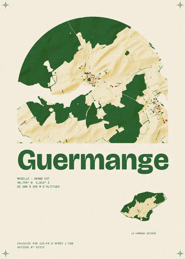 Affiche de Guermange, calculée par 123-fr d'après l'IGN