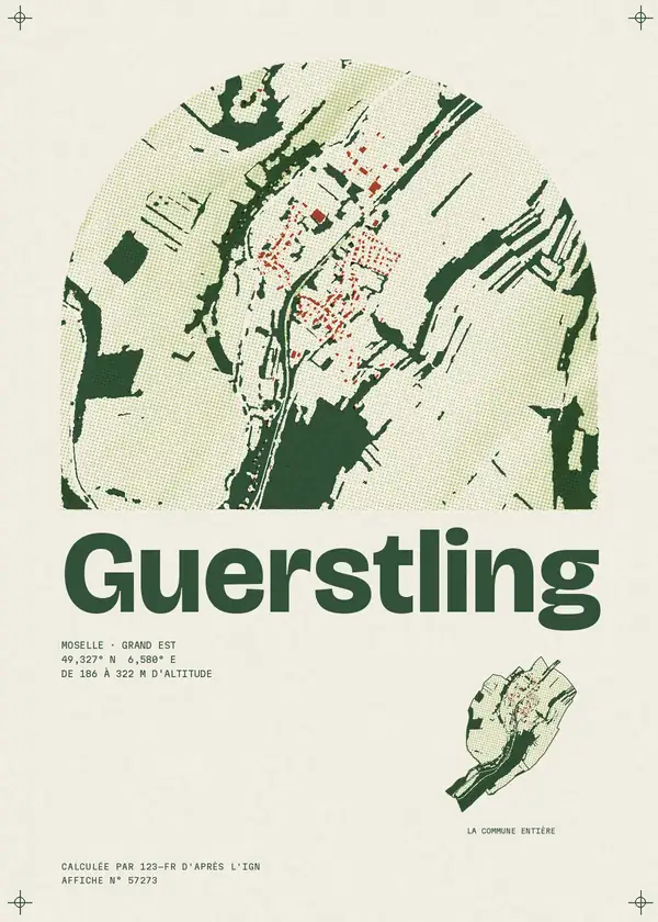 Affiche de Guerstling, calculée par 123-fr d'après l'IGN