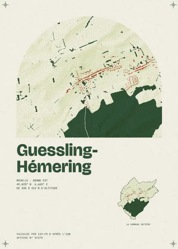 Affiche de Guessling-Hémering, calculée par 123-fr d'après l'IGN