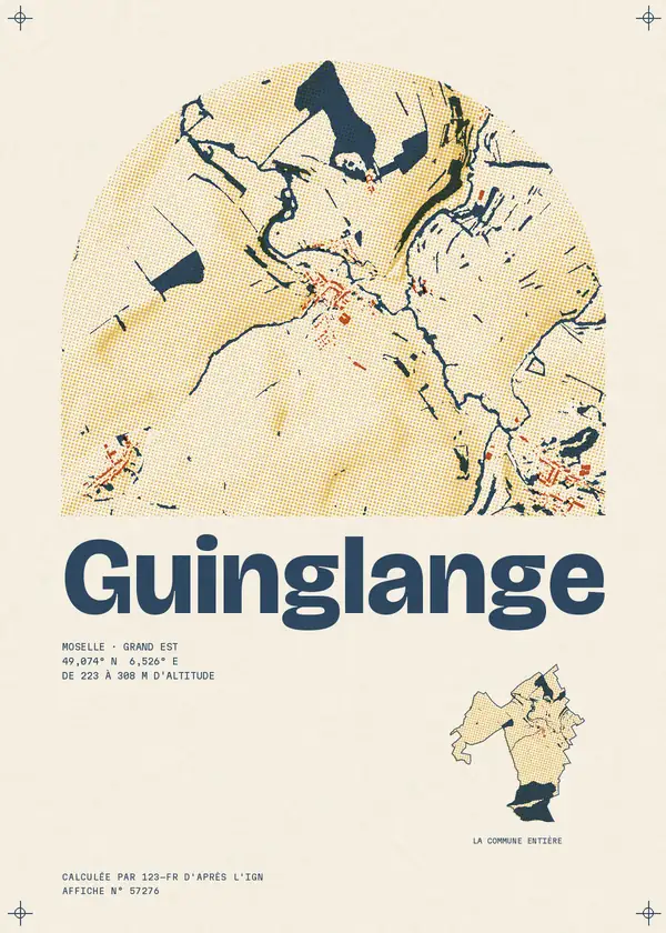 Affiche de Guinglange, calculée par 123-fr d'après l'IGN