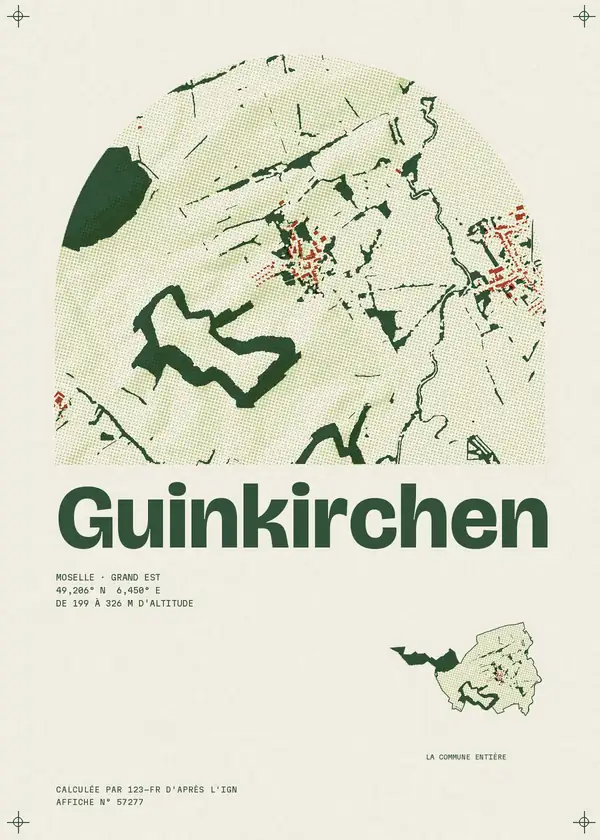 Affiche de Guinkirchen, calculée par 123-fr d'après l'IGN