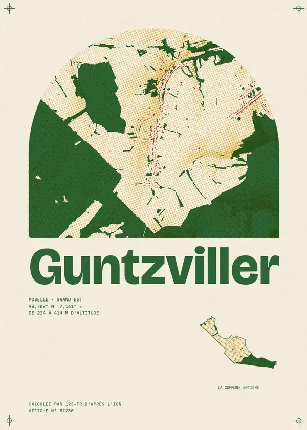 Affiche de Guntzviller, calculée par 123-fr d'après l'IGN