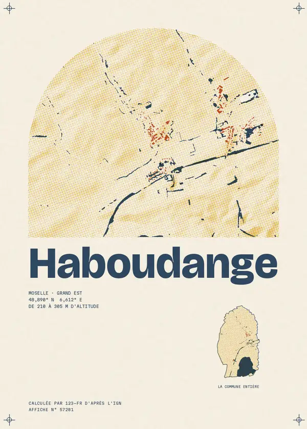 Affiche de Haboudange, calculée par 123-fr d'après l'IGN