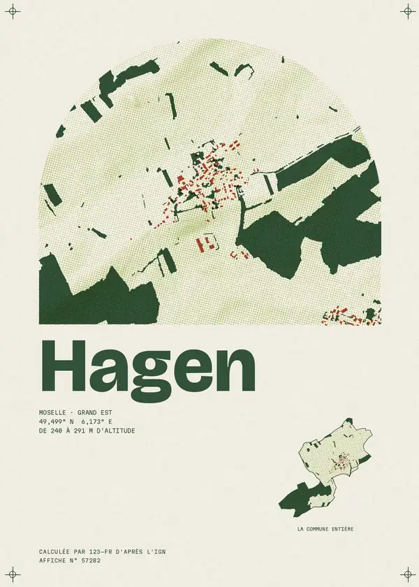 Affiche de Hagen, calculée par 123-fr d'après l'IGN