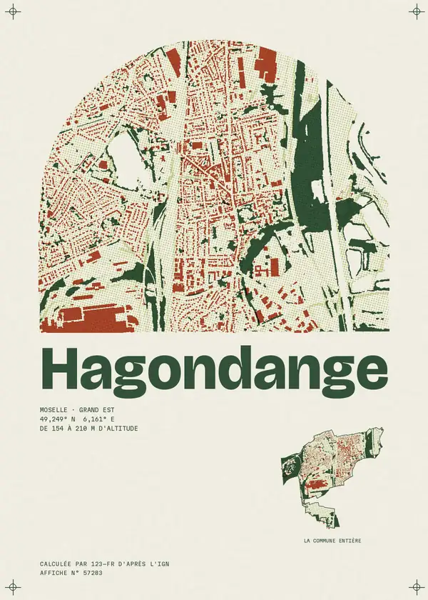 Affiche de Hagondange, calculée par 123-fr d'après l'IGN