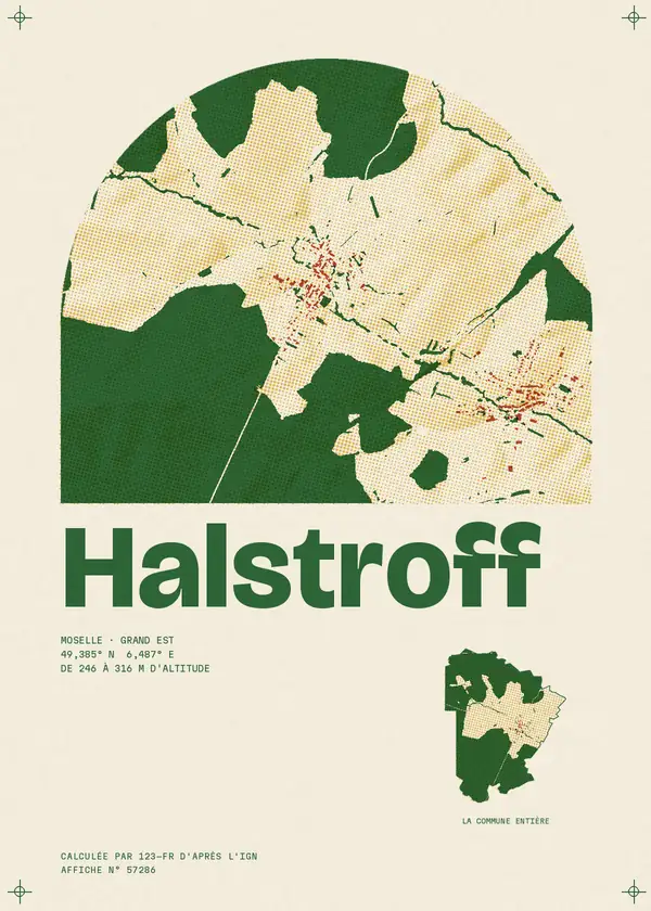 Affiche de Halstroff, calculée par 123-fr d'après l'IGN