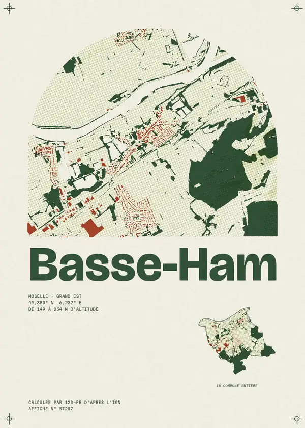 Affiche de Basse-Ham, calculée par 123-fr d'après l'IGN
