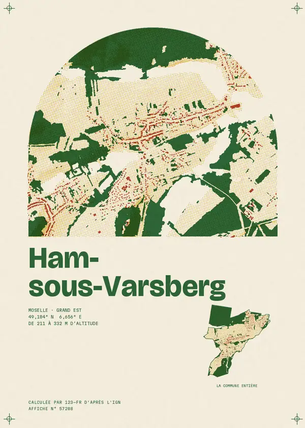 Affiche de Ham-sous-Varsberg, calculée par 123-fr d'après l'IGN