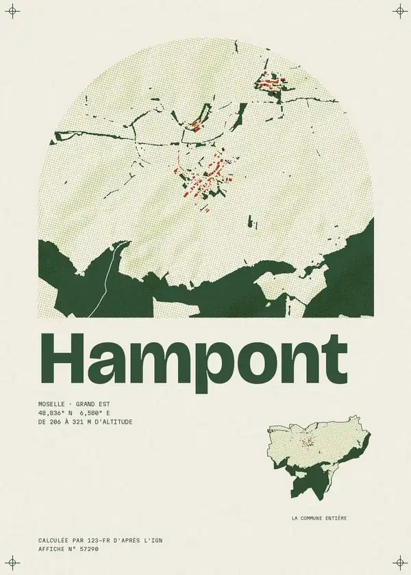 Affiche de Hampont, calculée par 123-fr d'après l'IGN