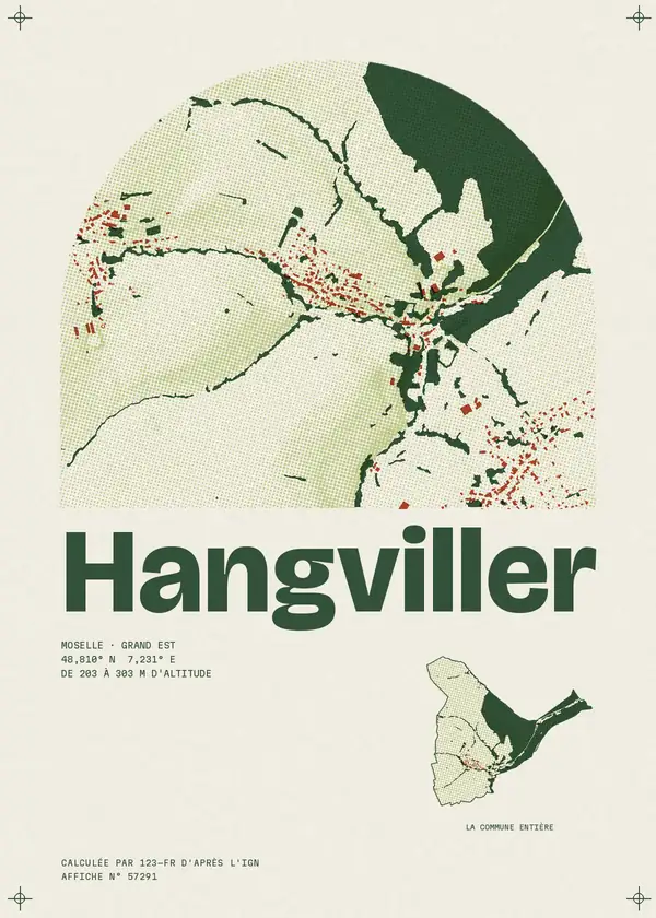 Affiche de Hangviller, calculée par 123-fr d'après l'IGN