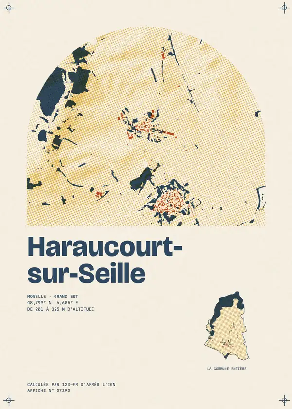 Affiche de Haraucourt-sur-Seille, calculée par 123-fr d'après l'IGN