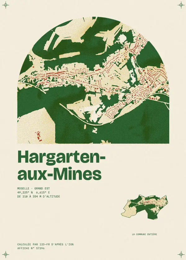 Affiche de Hargarten-aux-Mines, calculée par 123-fr d'après l'IGN