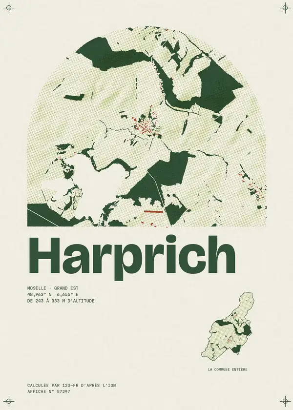 Affiche de Harprich, calculée par 123-fr d'après l'IGN