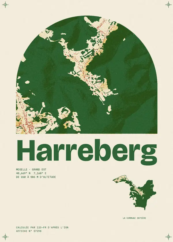 Affiche de Harreberg, calculée par 123-fr d'après l'IGN