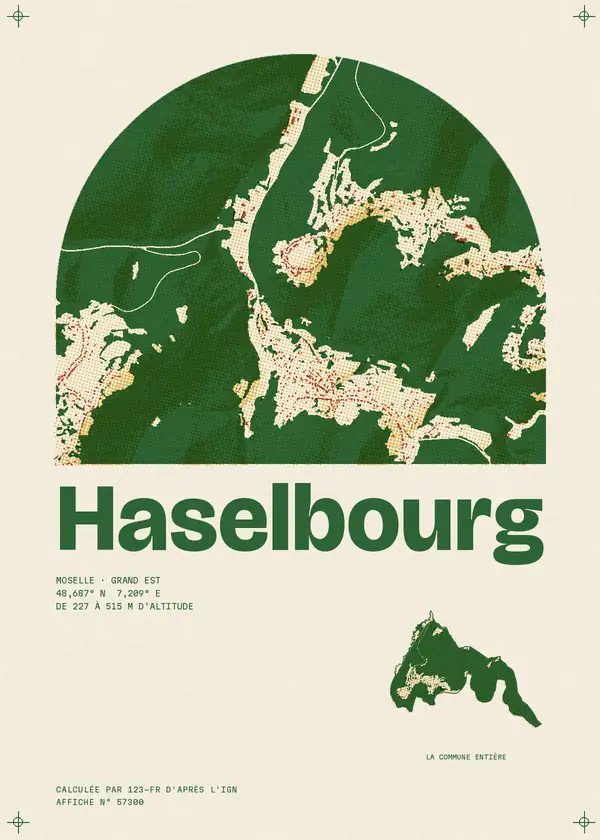 Affiche de Haselbourg, calculée par 123-fr d'après l'IGN