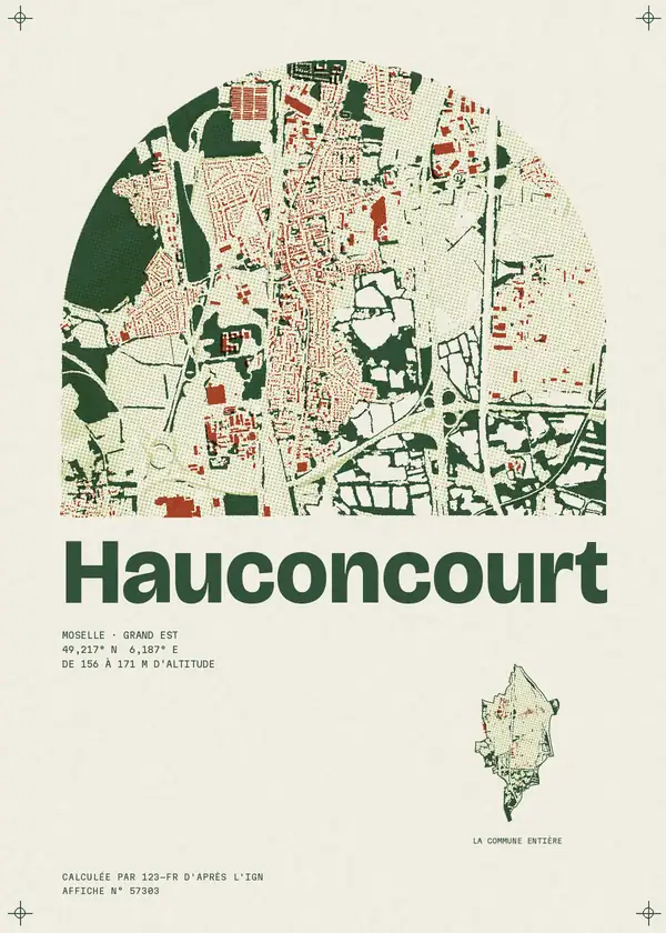 Affiche de Hauconcourt, calculée par 123-fr d'après l'IGN