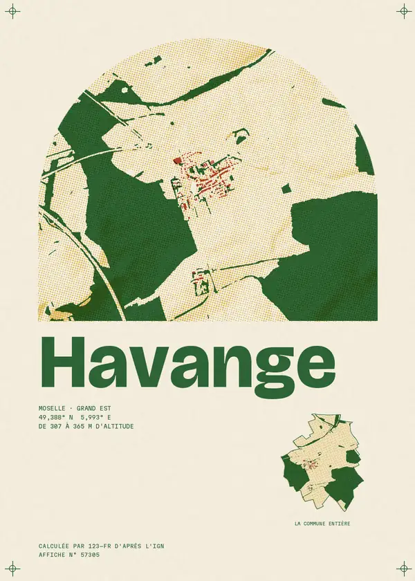 Affiche de Havange, calculée par 123-fr d'après l'IGN