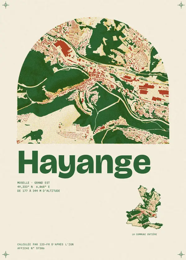 Affiche de Hayange, calculée par 123-fr d'après l'IGN