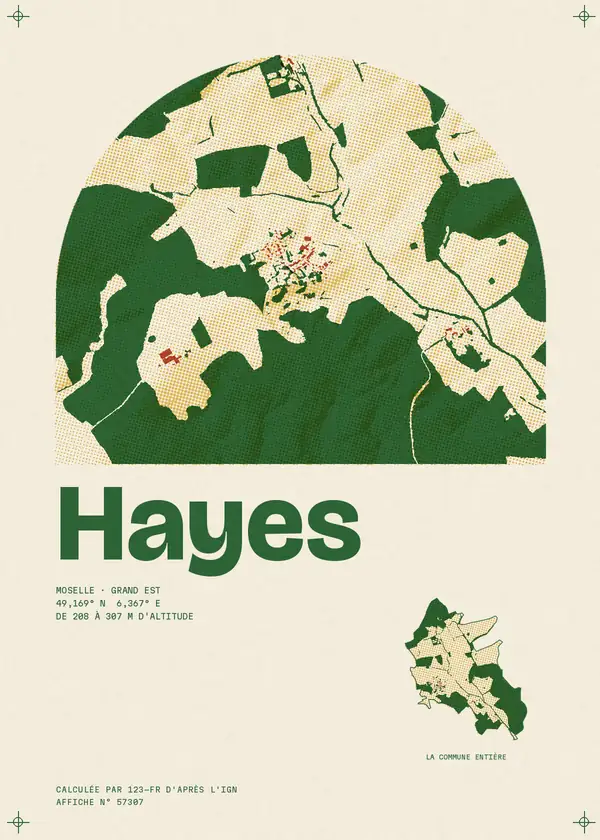 Affiche de Hayes, calculée par 123-fr d'après l'IGN