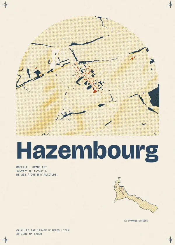 Affiche de Hazembourg, calculée par 123-fr d'après l'IGN