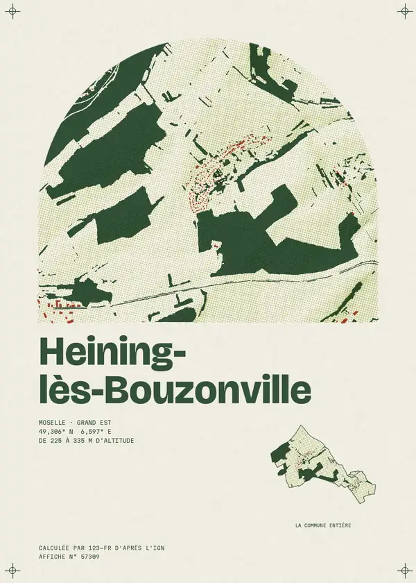 Affiche de Heining-lès-Bouzonville, calculée par 123-fr d'après l'IGN