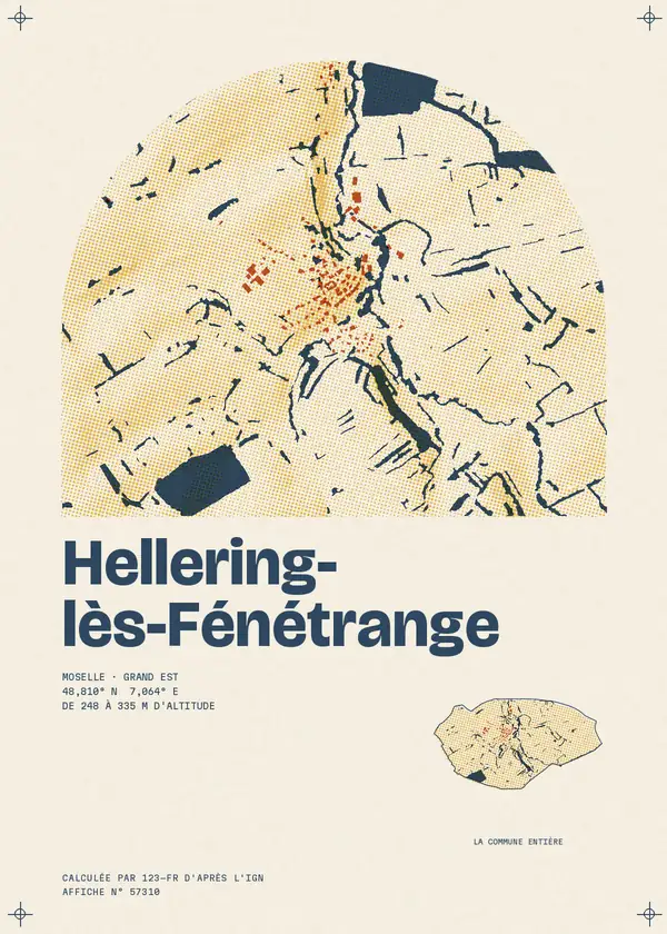 Affiche de Hellering-lès-Fénétrange, calculée par 123-fr d'après l'IGN