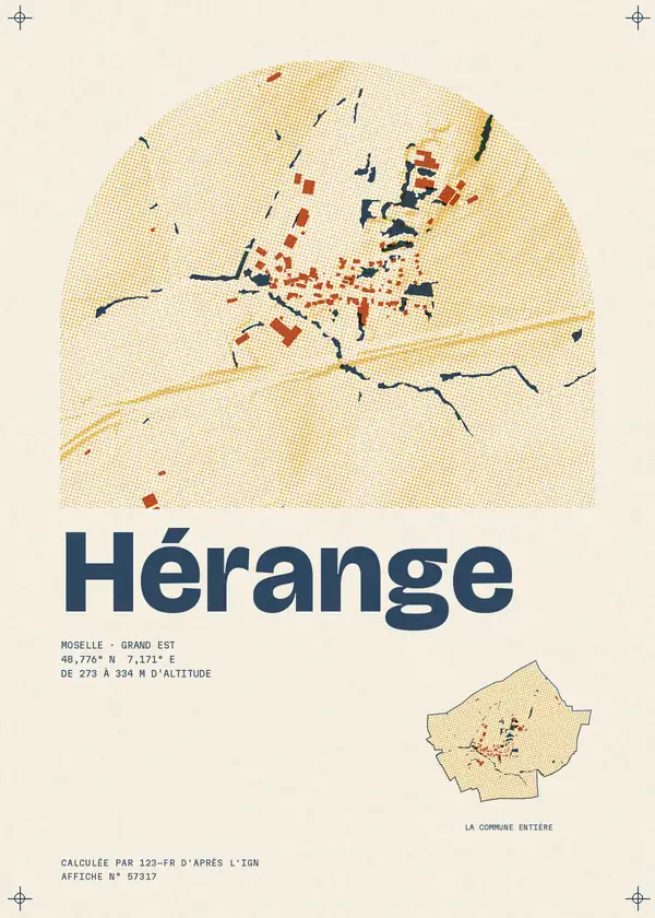 Affiche de Hérange, calculée par 123-fr d'après l'IGN
