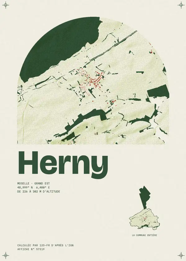 Affiche de Herny, calculée par 123-fr d'après l'IGN