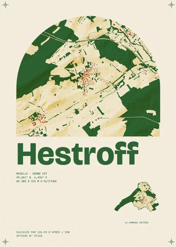 Affiche de Hestroff, calculée par 123-fr d'après l'IGN