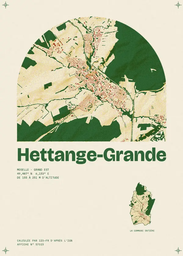 Affiche de Hettange-Grande, calculée par 123-fr d'après l'IGN