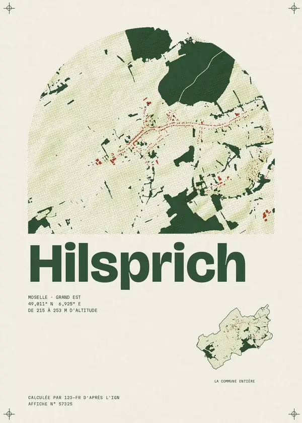 Affiche de Hilsprich, calculée par 123-fr d'après l'IGN