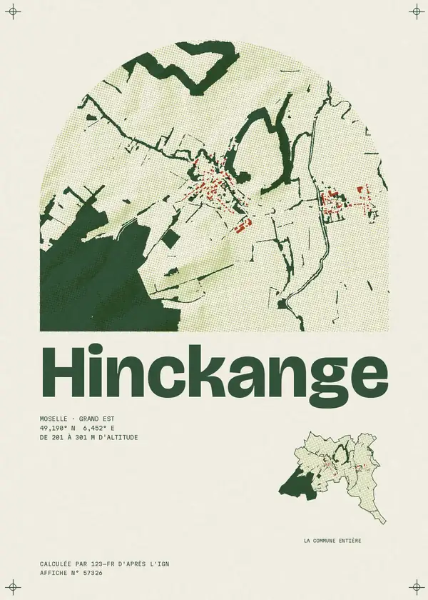 Affiche de Hinckange, calculée par 123-fr d'après l'IGN