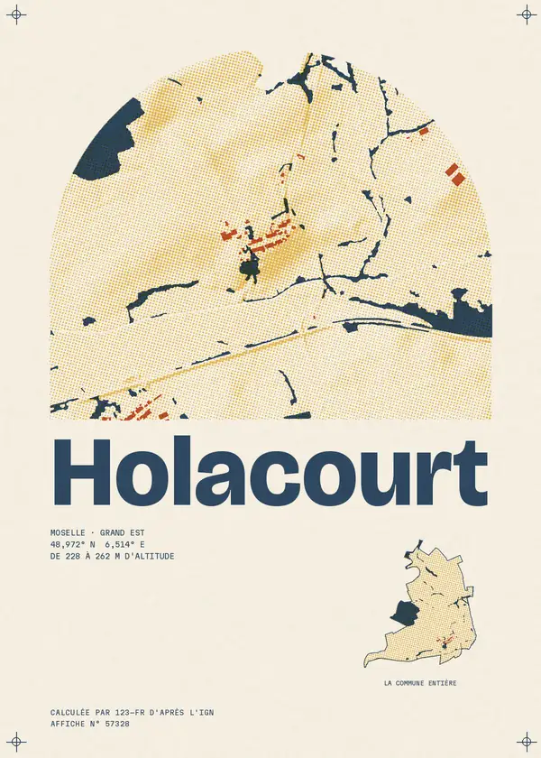 Affiche de Holacourt, calculée par 123-fr d'après l'IGN