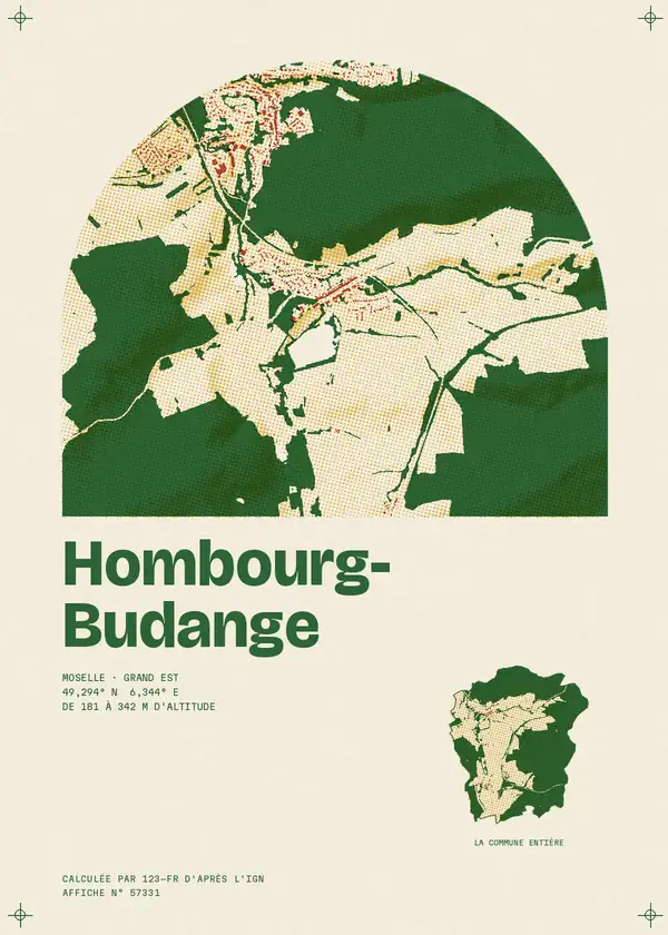 Affiche de Hombourg-Budange, calculée par 123-fr d'après l'IGN