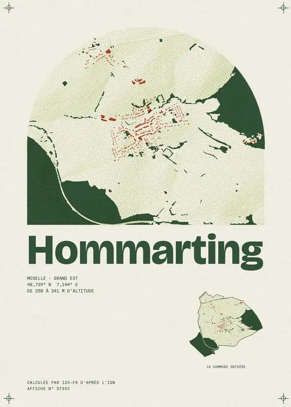 Affiche de Hommarting, calculée par 123-fr d'après l'IGN