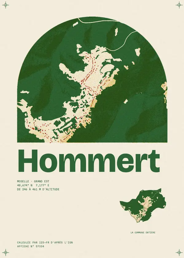 Affiche de Hommert, calculée par 123-fr d'après l'IGN