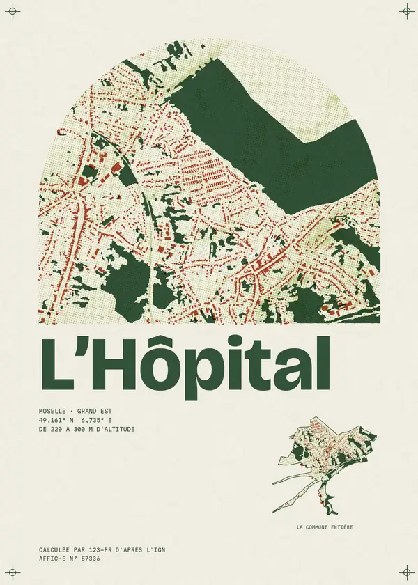 Affiche de L'Hôpital, calculée par 123-fr d'après l'IGN