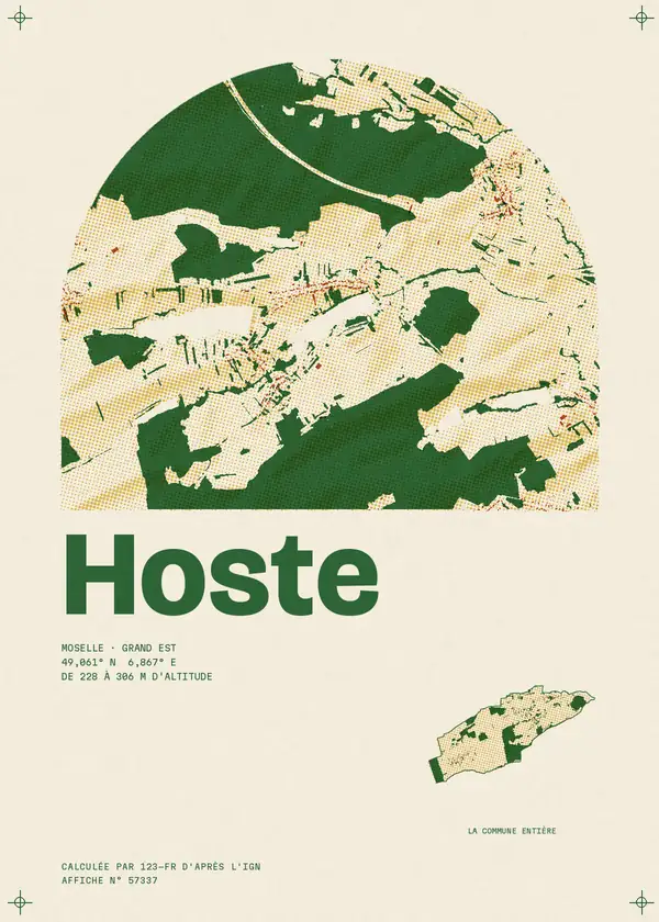 Affiche de Hoste, calculée par 123-fr d'après l'IGN
