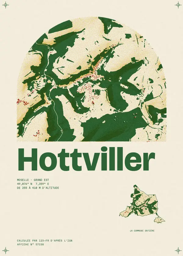 Affiche de Hottviller, calculée par 123-fr d'après l'IGN