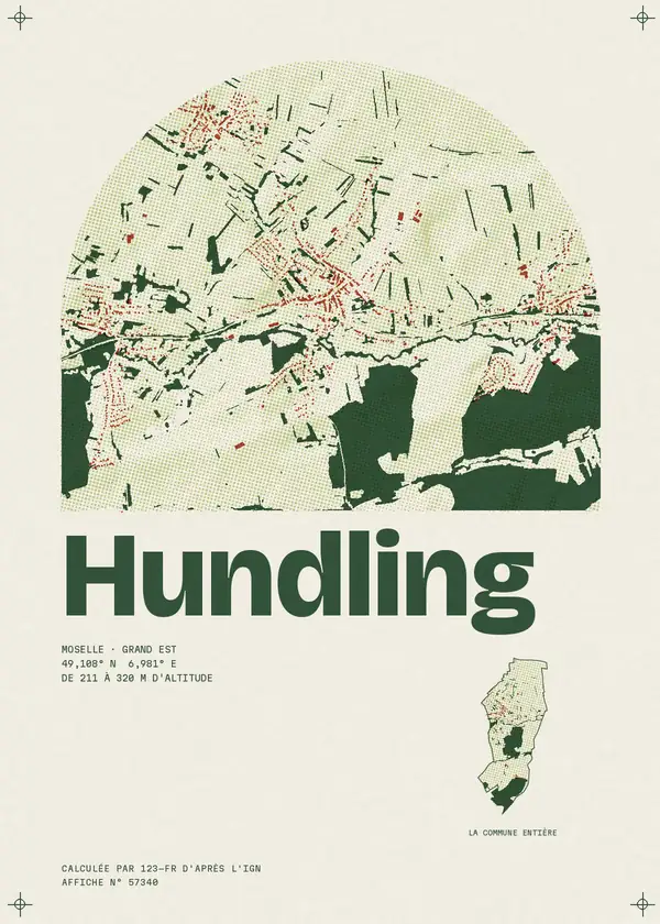 Affiche de Hundling, calculée par 123-fr d'après l'IGN
