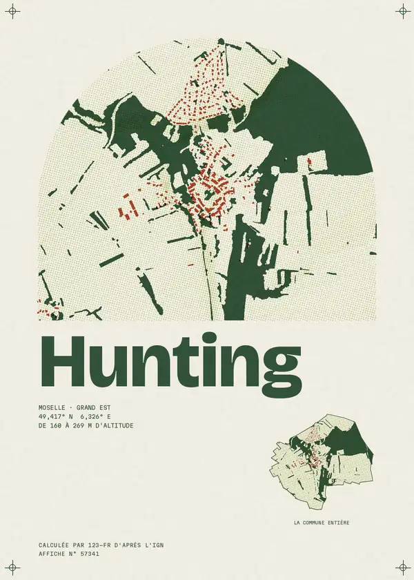 Affiche de Hunting, calculée par 123-fr d'après l'IGN