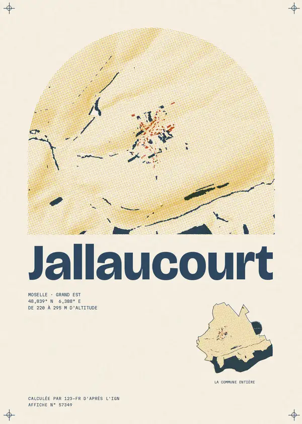 Affiche de Jallaucourt, calculée par 123-fr d'après l'IGN