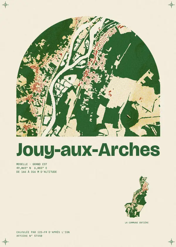 Affiche de Jouy-aux-Arches, calculée par 123-fr d'après l'IGN
