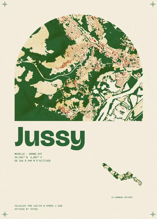 Affiche de Jussy, calculée par 123-fr d'après l'IGN
