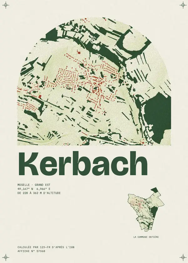 Affiche de Kerbach, calculée par 123-fr d'après l'IGN