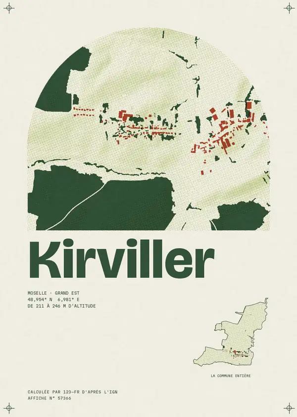 Affiche de Kirviller, calculée par 123-fr d'après l'IGN