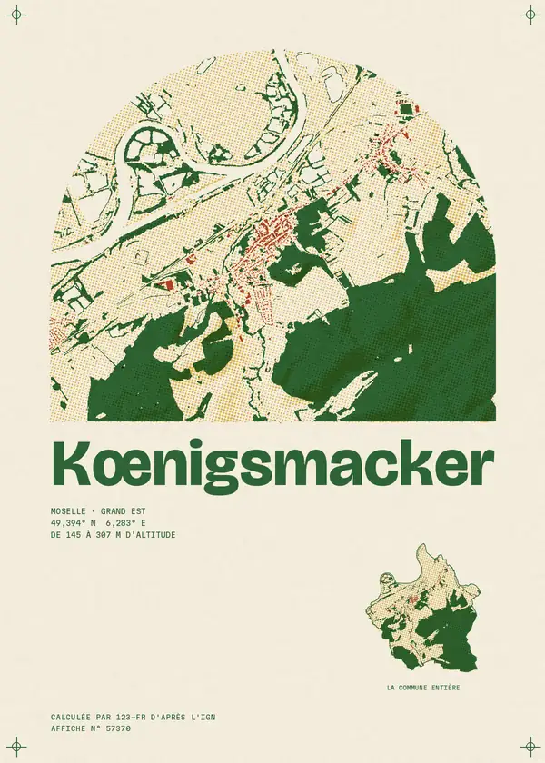 Affiche de Kœnigsmacker, calculée par 123-fr d'après l'IGN
