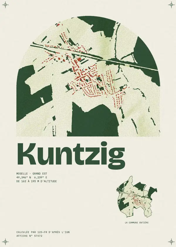 Affiche de Kuntzig, calculée par 123-fr d'après l'IGN