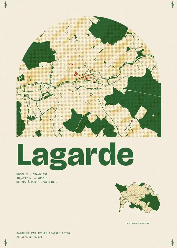 Affiche de Lagarde, calculée par 123-fr d'après l'IGN